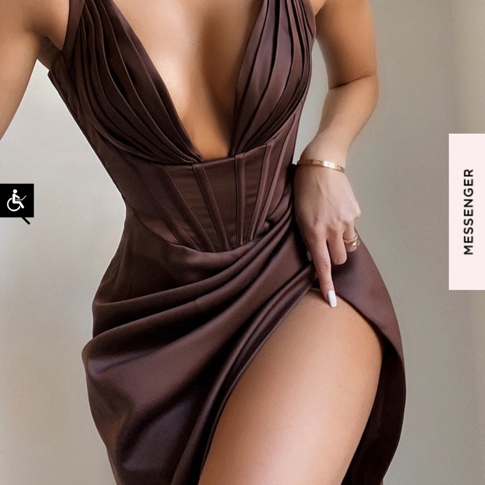 Brown/chocolate satin corset dress
